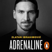 Zlatan Ibrahimović op de cover van zijn boek 'Adrenaline'. Zwart-wit portret met gele tekst.