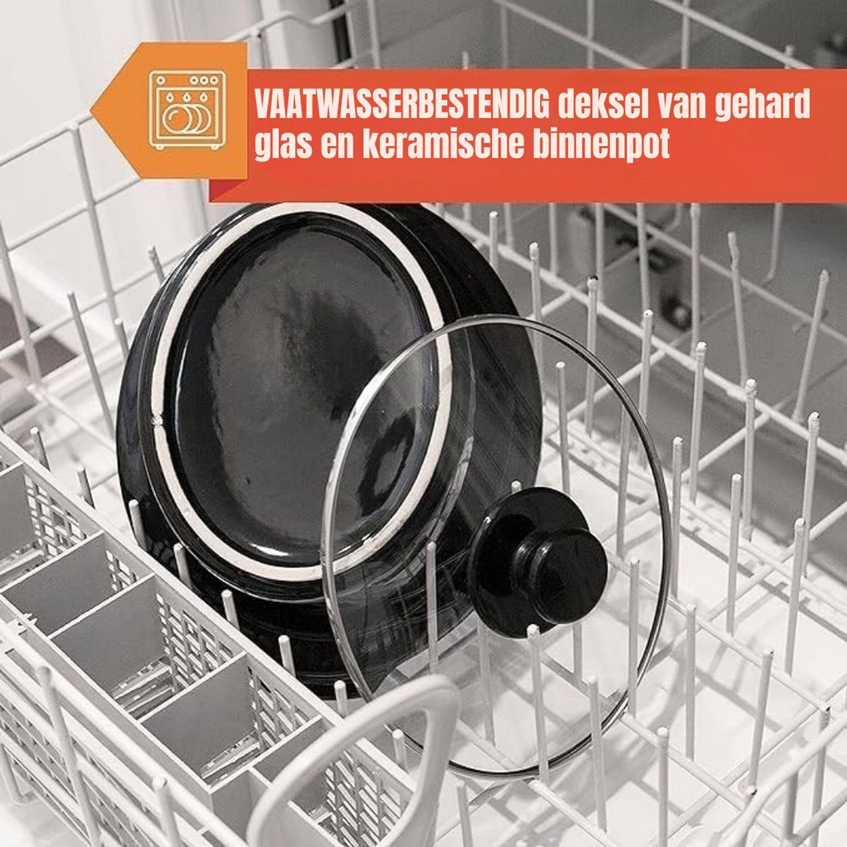 Afbeelding 3 van SCH® Slowcooker met timer - Slowcooker - Crockpot - Zilver - 25cm x 25cm x 20cm