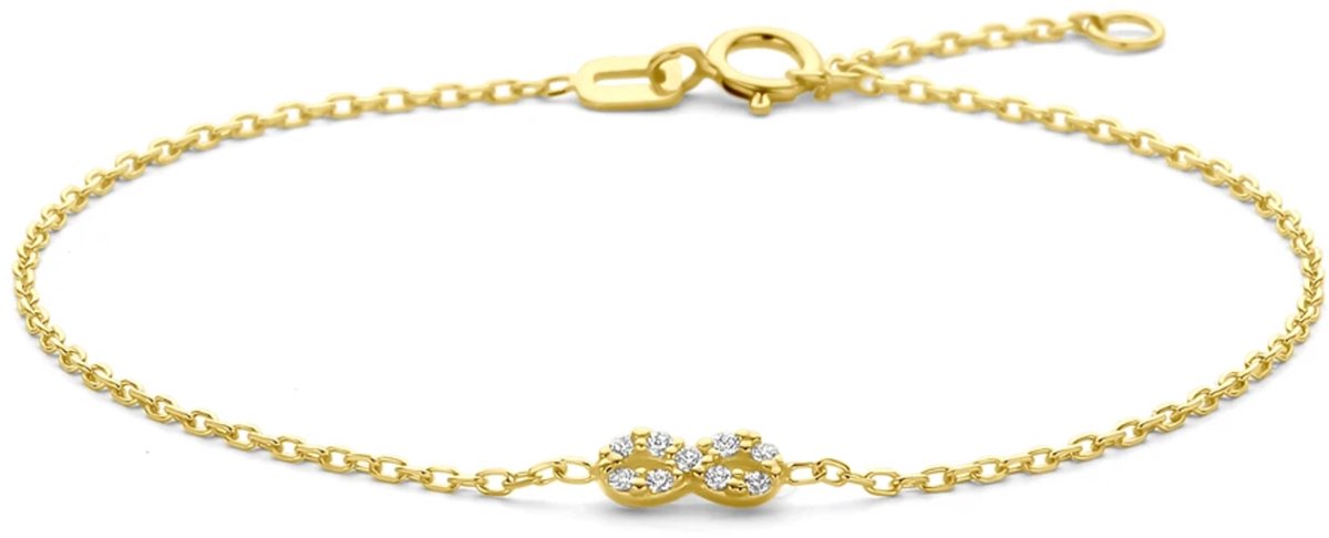 14K geelgouden armband infinity zirkonia 16 - 18 cm - 4034638