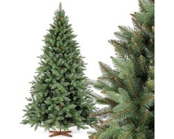 FairyTrees Kunstkerstboom Nordmann Premium 220 cm – Realistische Spuitgiet Naalden – Met Essenhouten Standaard – Gemaakt in de EU