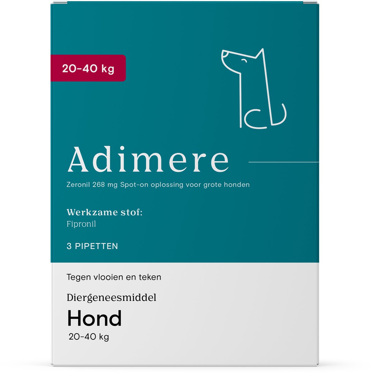 Adimere Vlooien & Teken Druppels - 6 Pipetten - Vlooiendruppels Hond 20 - 40 kg - tot 2 maanden bescherming per Pipet - Werkzaam binnen 24 - 48 uur