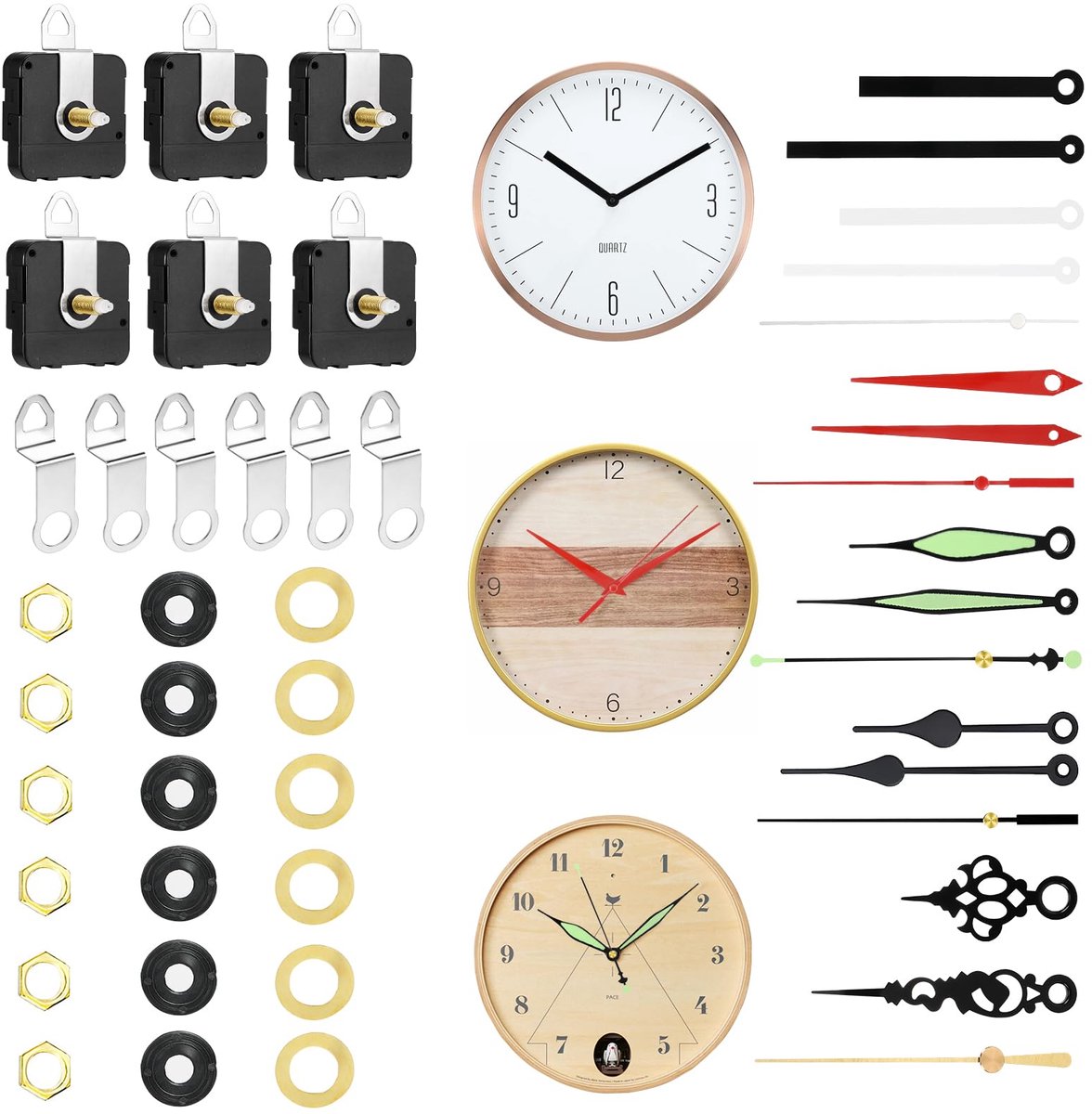 Namajunas - Quartz uurwerk los voor wandklok - High Torque - met 6 sets wijzers - Wandklok Reparatie Kit - DIY klok vervangende onderdelen - Stille Klok Los Uurwerk