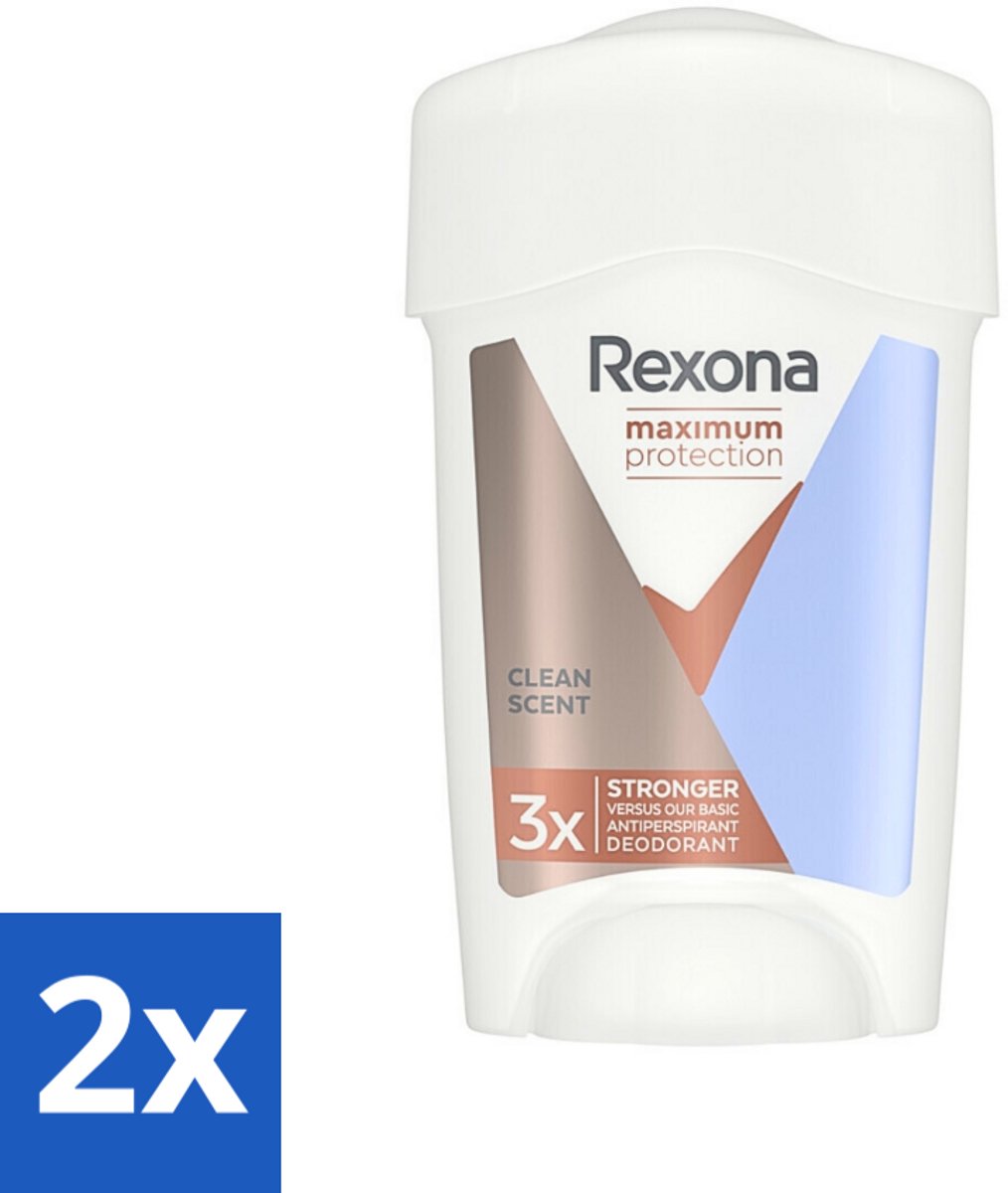 2 x Rexona - Deodorant Stick - Women Maximum Protection Clean Scent - Anti-transpirant - 45 ml - Anti-transpirant - Deodorant - Zweet - Lichaamsgeur - Bescherming