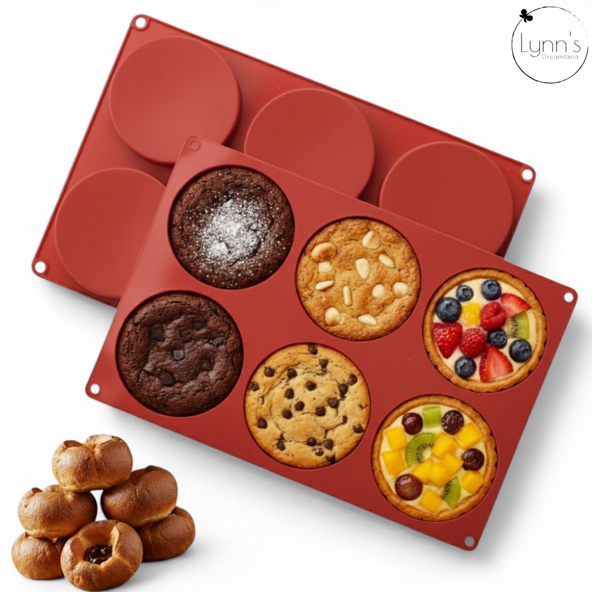 Bol.com Lynn's yorkshire pudding bakvorm - Siliconen vorm met 6 ronde holtes van 10 cm - Ook ideaal voor bijv. (koolhydraatarm) ... aanbieding