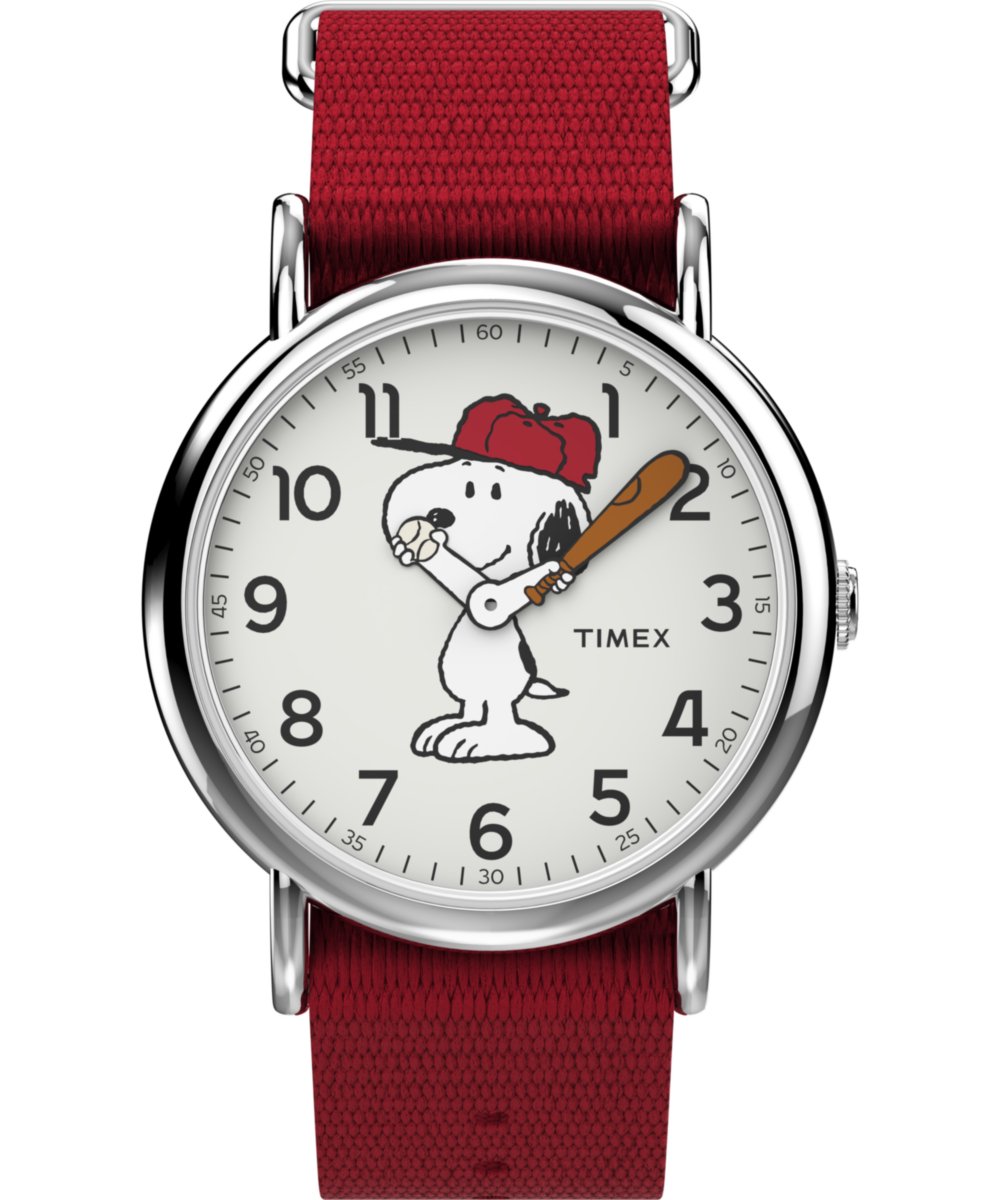 Timex Peanuts Snoopy Weekender TW2R41400 Horloge - Nylon - Rood - Ø 38 mm