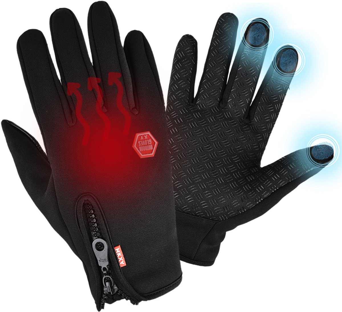 Qelus Touchscreen Handschoenen Winter - Waterdicht en Winddicht met Regelbare Rits- Ski en Snowboarden - Thermische Winterhandschoenen Voor Heren en Dames - Zwart - Maat L