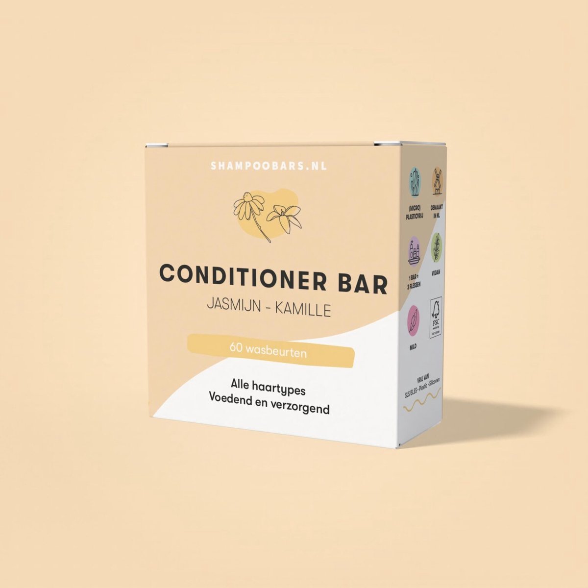 Conditioner Bar Jasmijn - Kamille | Handgemaakt in Nederland | 100% biologisch afbreekbare verpakking