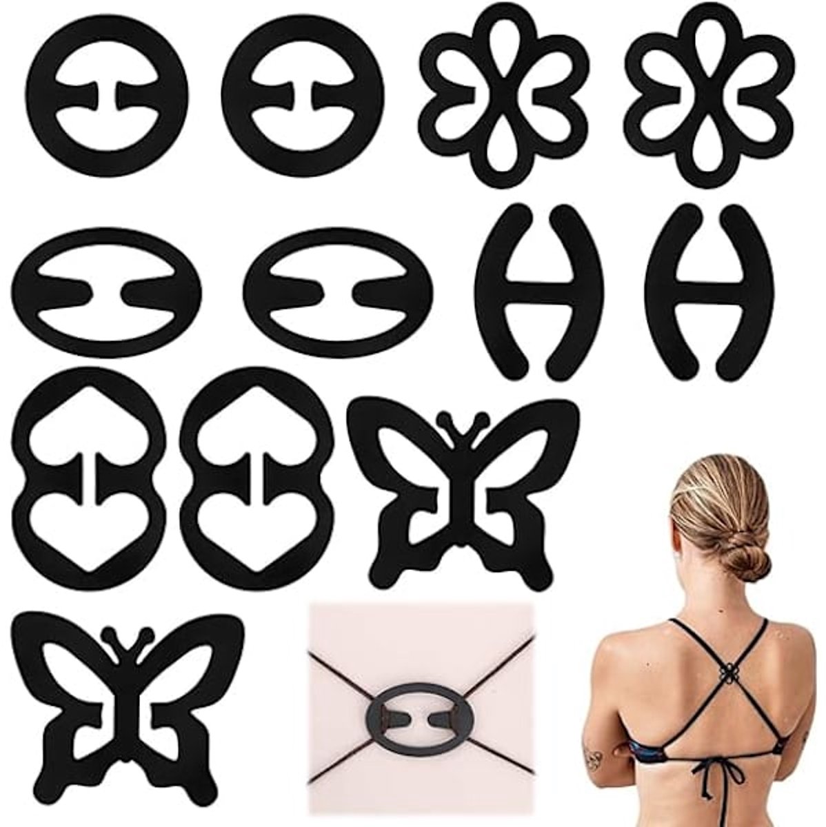 Antislip bh-bandjes - Racerback bh-bandjeshouders - bh-bandjesclips met antislip gespen en verborgen bandjes - 12 stuks