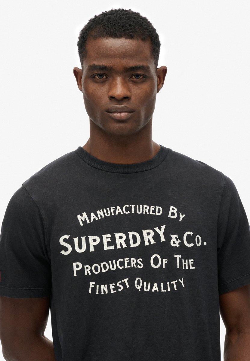 Superdry T-shirt Copper Label Relaxed Tee M1012256a Washed Mannen Zwart