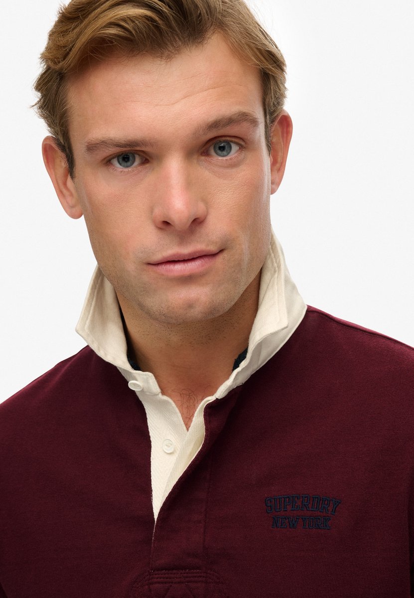Superdry Vintage Athletic Stripe Rugby Top Heren Tops Port Chest Band
