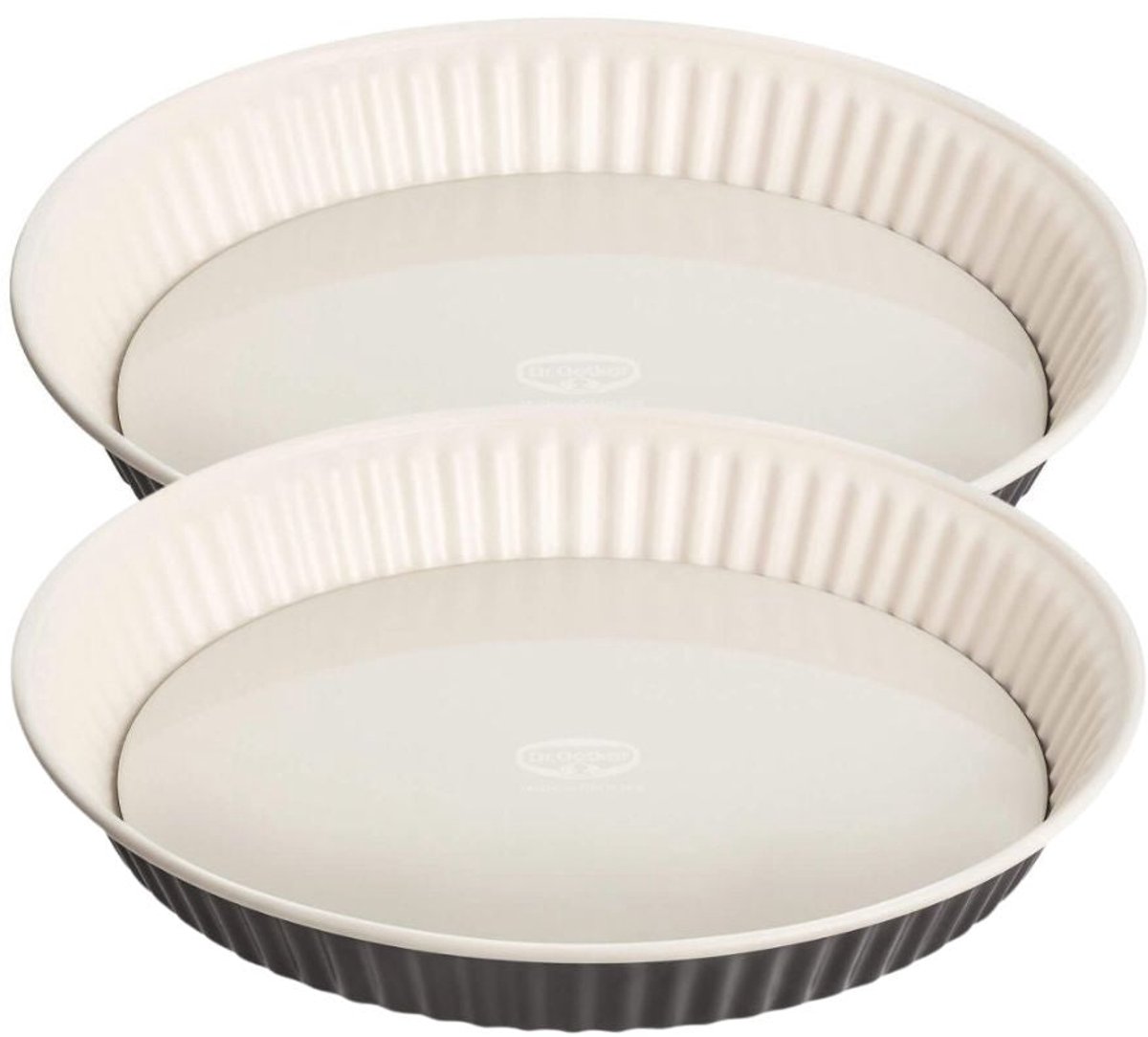 Set van 2 Taart- en quichevormen 28 cm in emaille Dr. Oetker Exclusive