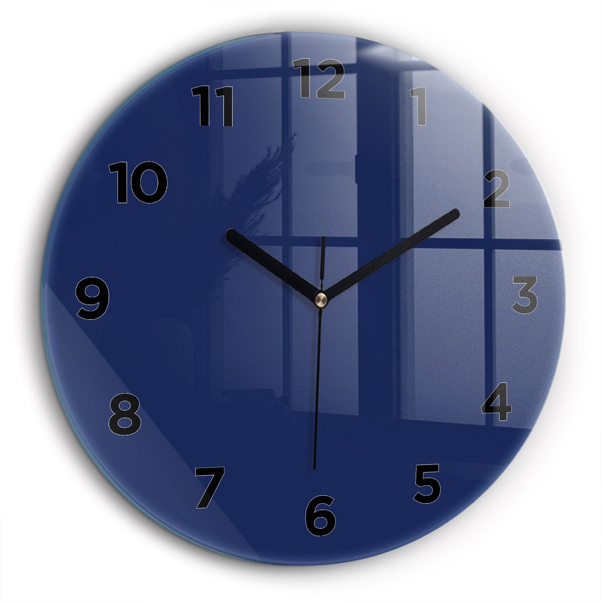 Wallfluent Wandklok - Marine Ronde Glazen Klok - 60 cm x 60 cm - Marine Wandklok - Zwarte Handen - Wandklok Met Cijfers - Wandklok Glas Woonkamer - Ronde Glazen Wandklok - Industrieel Wandklok - Ronde Glas Klok