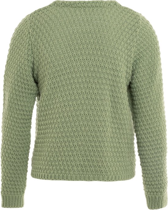 Knit Factory - Becky Knitted Cardigan - Cardigan tricoté pour femme - Cardigan court à hauteur de hanches - Cardigan femme vert clair composé de 30 % laine et 70 % acrylique - Vert Sage - 40/42