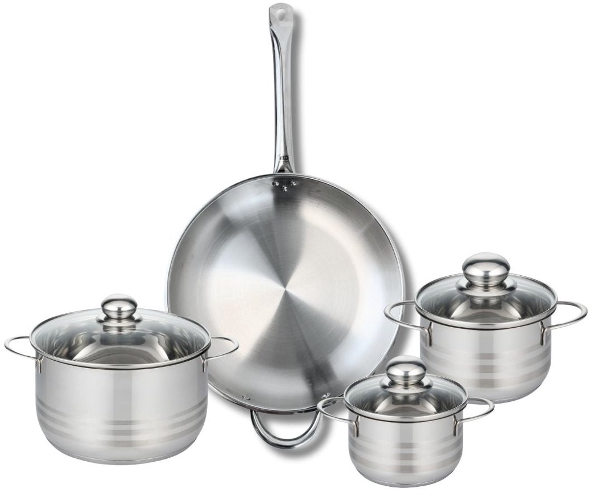 Set van 1 Koekenpan 32 cm en 3 kookpotten 14, 16 en 20 cm Elo Profi Brillant