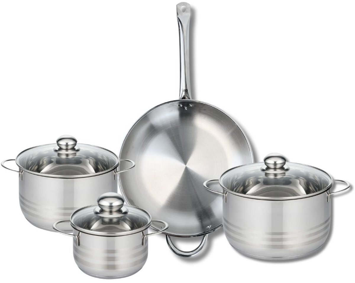 Set van 1 Koekenpan 32 cm en 3 kookpotten 16, 20 en 24 cm Elo Profi Brillant