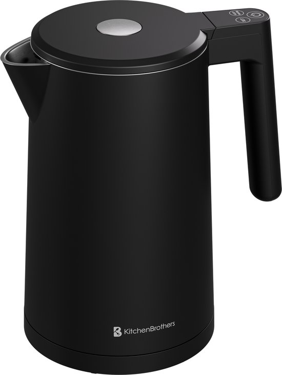 KitchenBrothers Waterkoker - 1.7L - Met Temperatuurregeling - Elektrisch - Warmhoudfunctie - Display - Dubbelwandig - Cool-touch - 2200W - Zwart