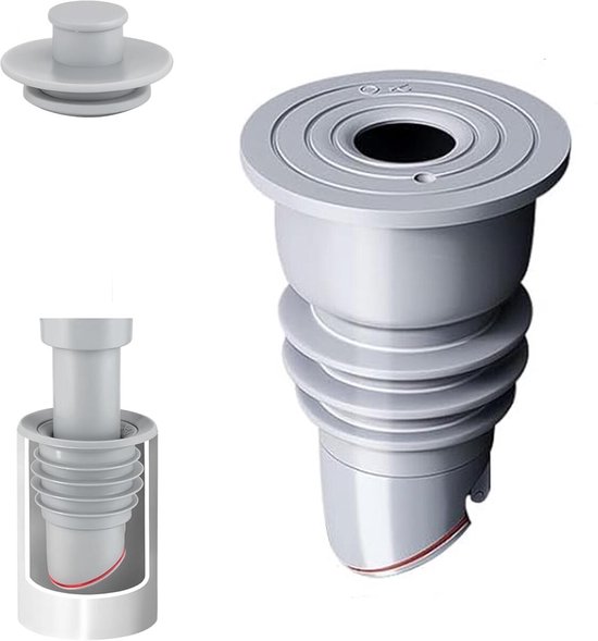 Foto: Afvoerplug wasmachine rfdichtring toepasbare buisbinnendiameter 35 40 mm aftapplug rioolafdichtingen afvoerplug afdekking vloer afvoerbuis afdichting anti geur afvoerafdichting met deksel voor thuis keuken en badkamer grijs
