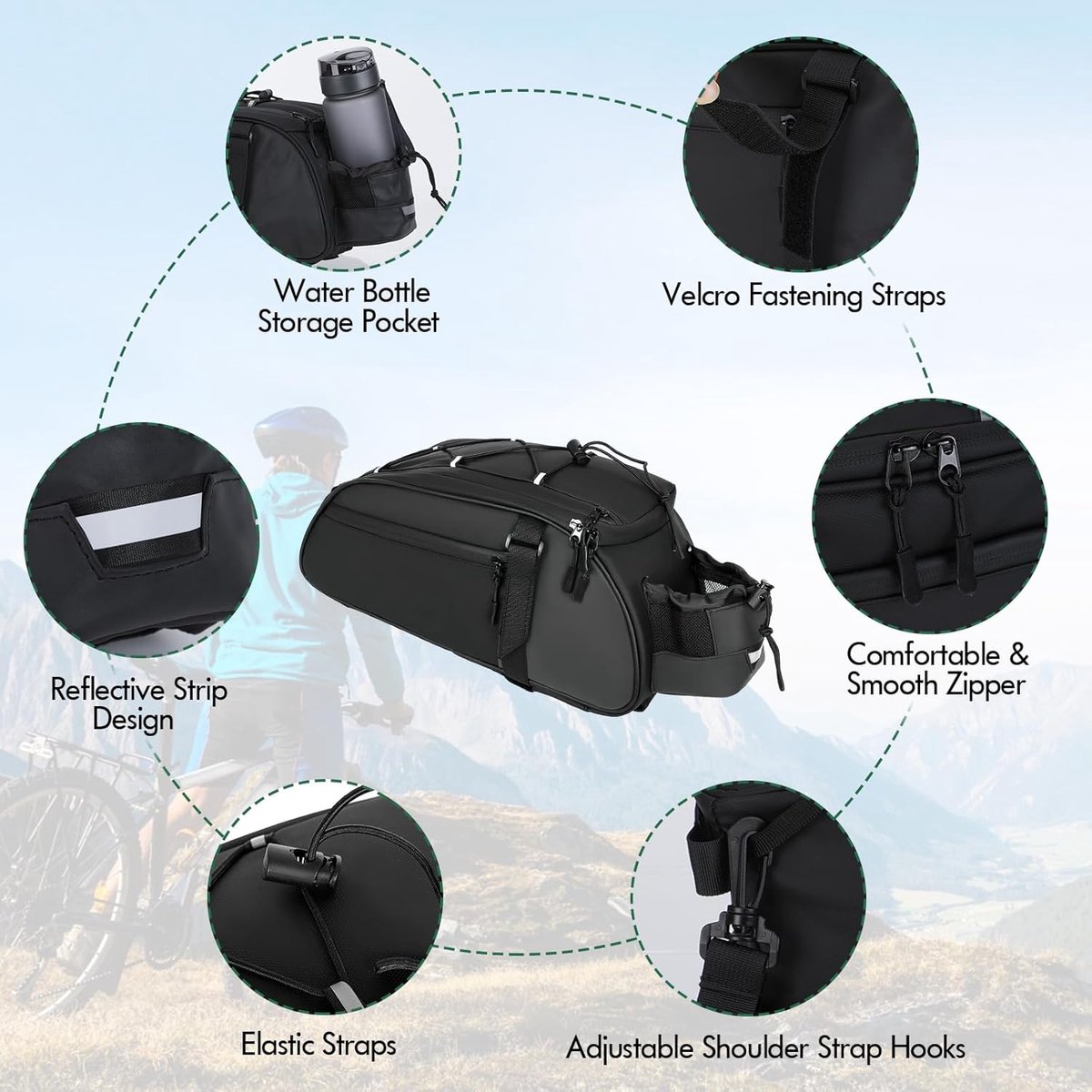 Waterdichte Fietstas Achterop met 8L Capaciteit en Reflecterende Strip voor E-bikes en Fietsen — cadeau in Sport & Outdoor - foto 4