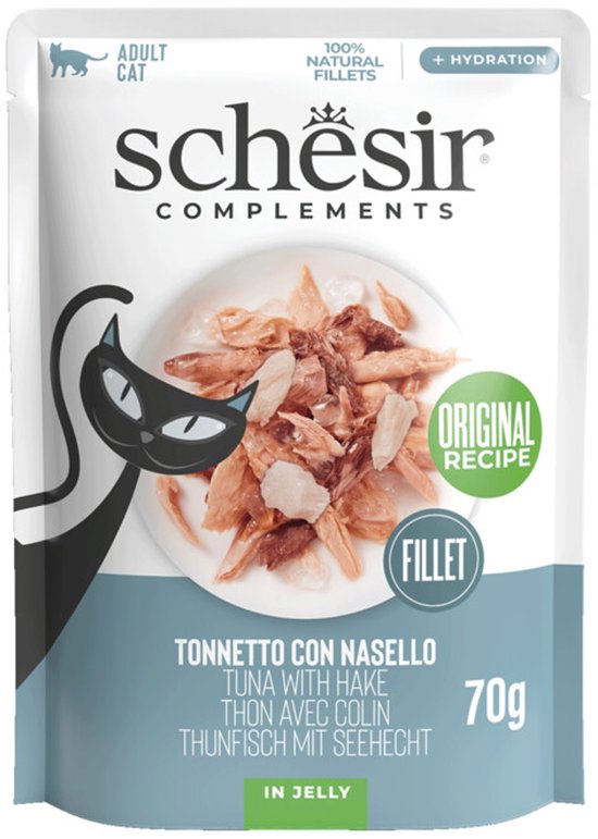 Schesir Complementary Kattenvoer Tonijn & Heek in Gelei - 12 x 70 gr - Voordeelverpakking