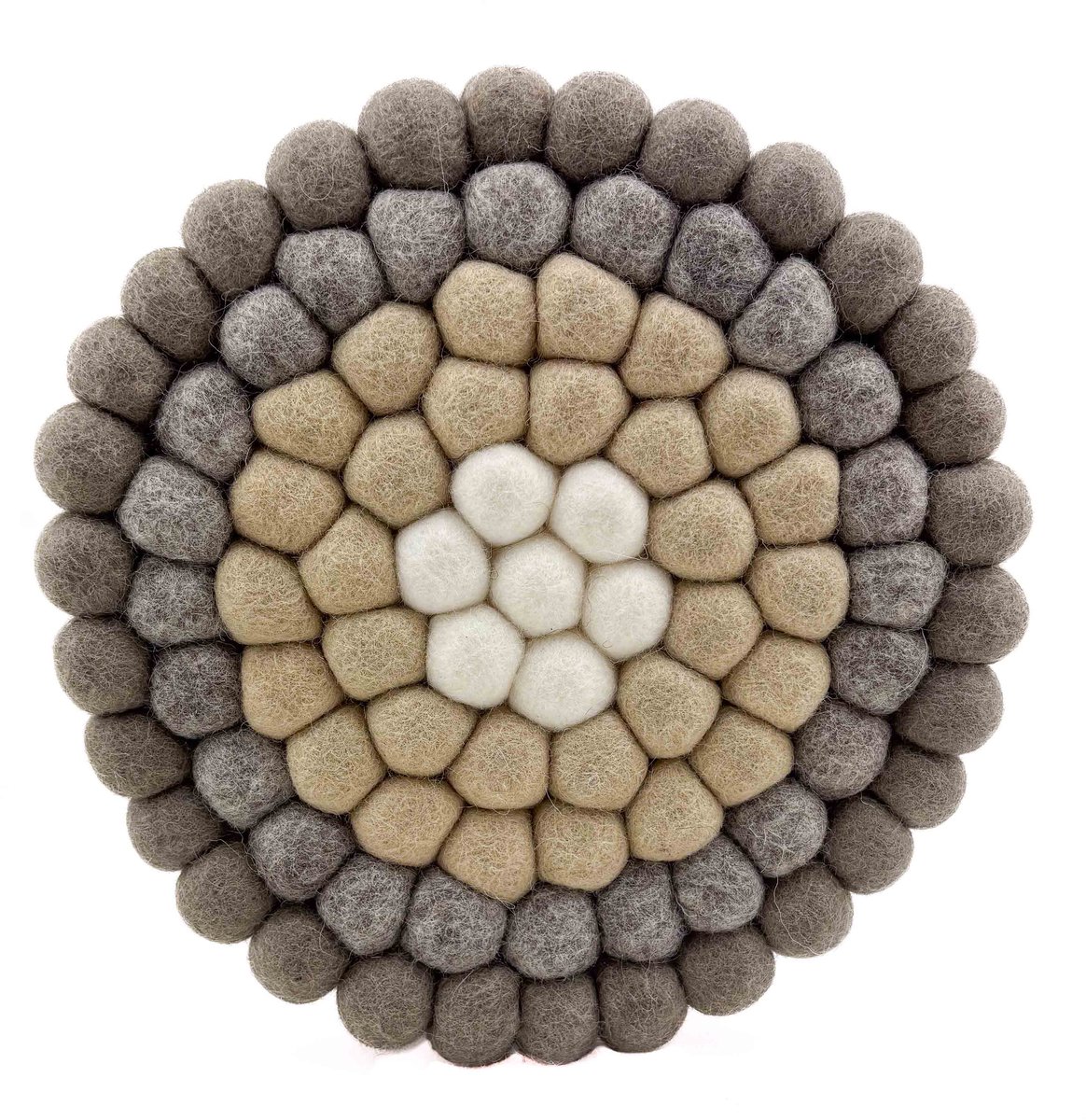 Onderzetter vilt rond bruin-taupe-crème-wit D 20 x 2 cm