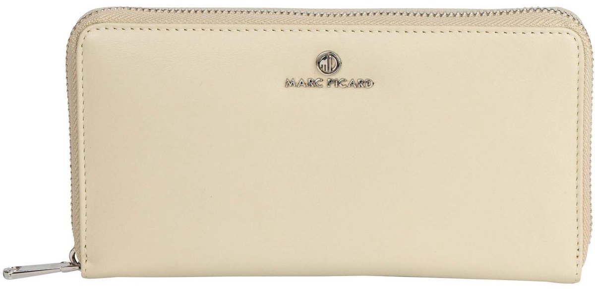 Marc Picard Leren portemonnee Umbria Zip Wallet Grey beige