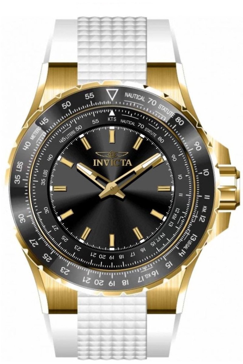Invicta Aviator 49670 Heren Horloge - Waterdicht - Analoog - Quartz Uurwerk - Roestvrij Staal met zwarte Wijzerplaat - 50mm