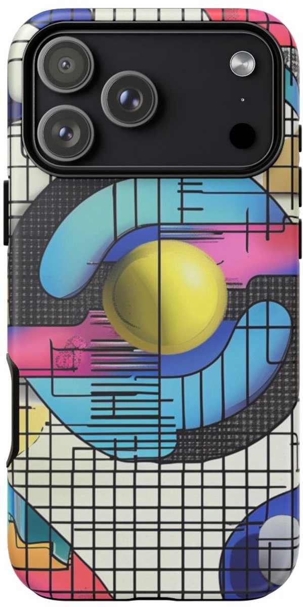 Kleurrijk Geometrisch Abstract Patroon – Telefoonhoesje Geschikt voor iPhone 17 Pro Max