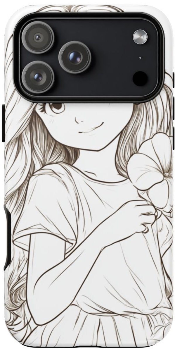 Meisje met Winde Bloemen – Telefoonhoesje Geschikt voor iPhone 17 Pro Max
