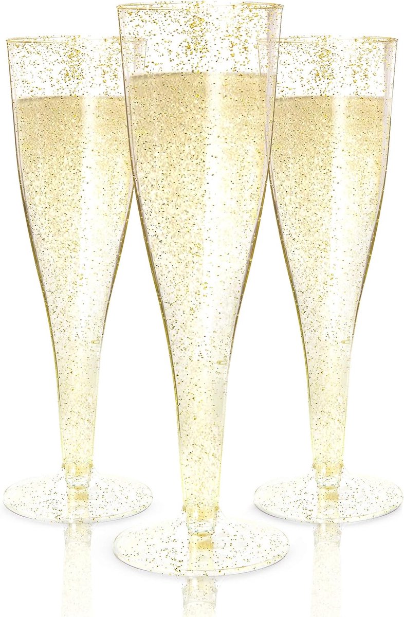 Cuhostki 30Pcs Champagne Glas Gold Glitter Voor Partijen En Feesten