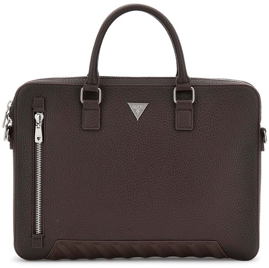 GUESS serviette pour ordinateur portable Torino Laptop Bag Dark Brown marron foncé