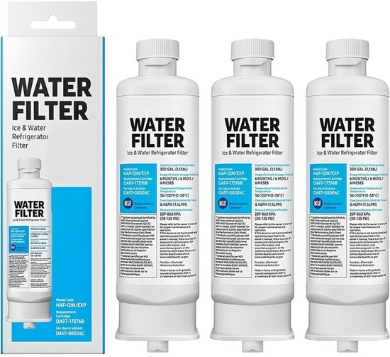 TOVBMUP Vervangend waterfilter geschikt voor koelkast - 3-pack - Geschikt voor Samsung DA97-17376B DA97-08006C HAF-QIN HAF-QIN/EXP