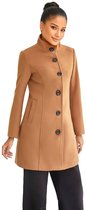 Versano Violet NG Dames Mantel Jas - Manteljas 3 kwart Winterjas M - Slim Fit - Italiaanse Getailleerde Manteljassen - Camel