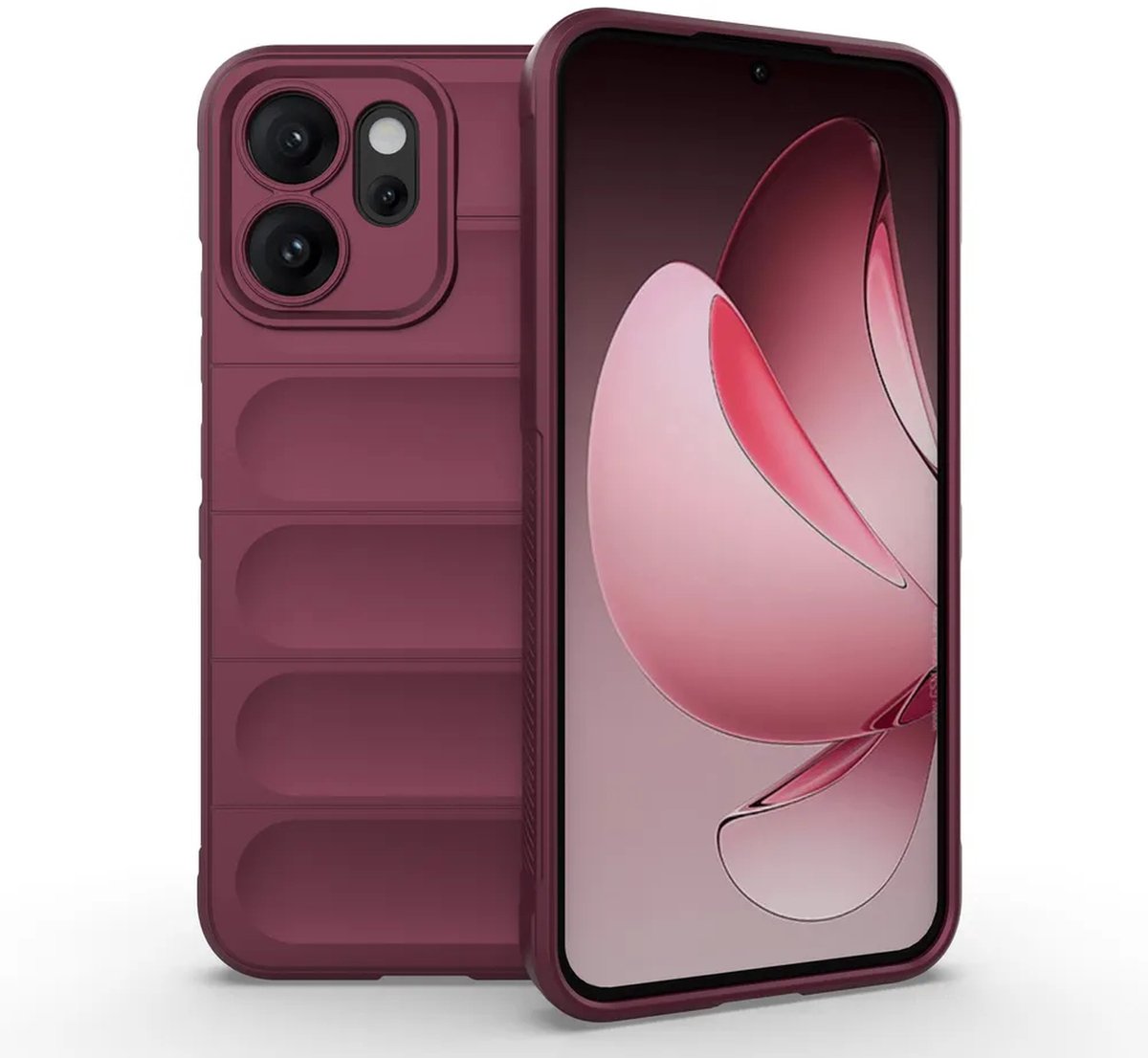 MobyDefend Hoesje - Geschikt voor Oppo Reno14 - TPU Gripcase - Donkerpaars