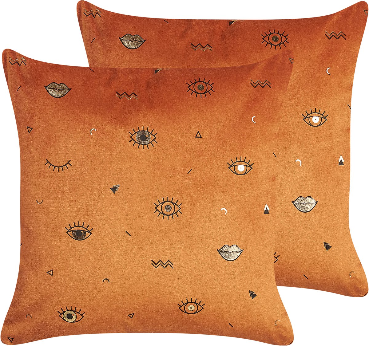 Beliani AEONIUM - Sierkussen set van 2 - Oranje - 45 x 45 cm - Fluweel
