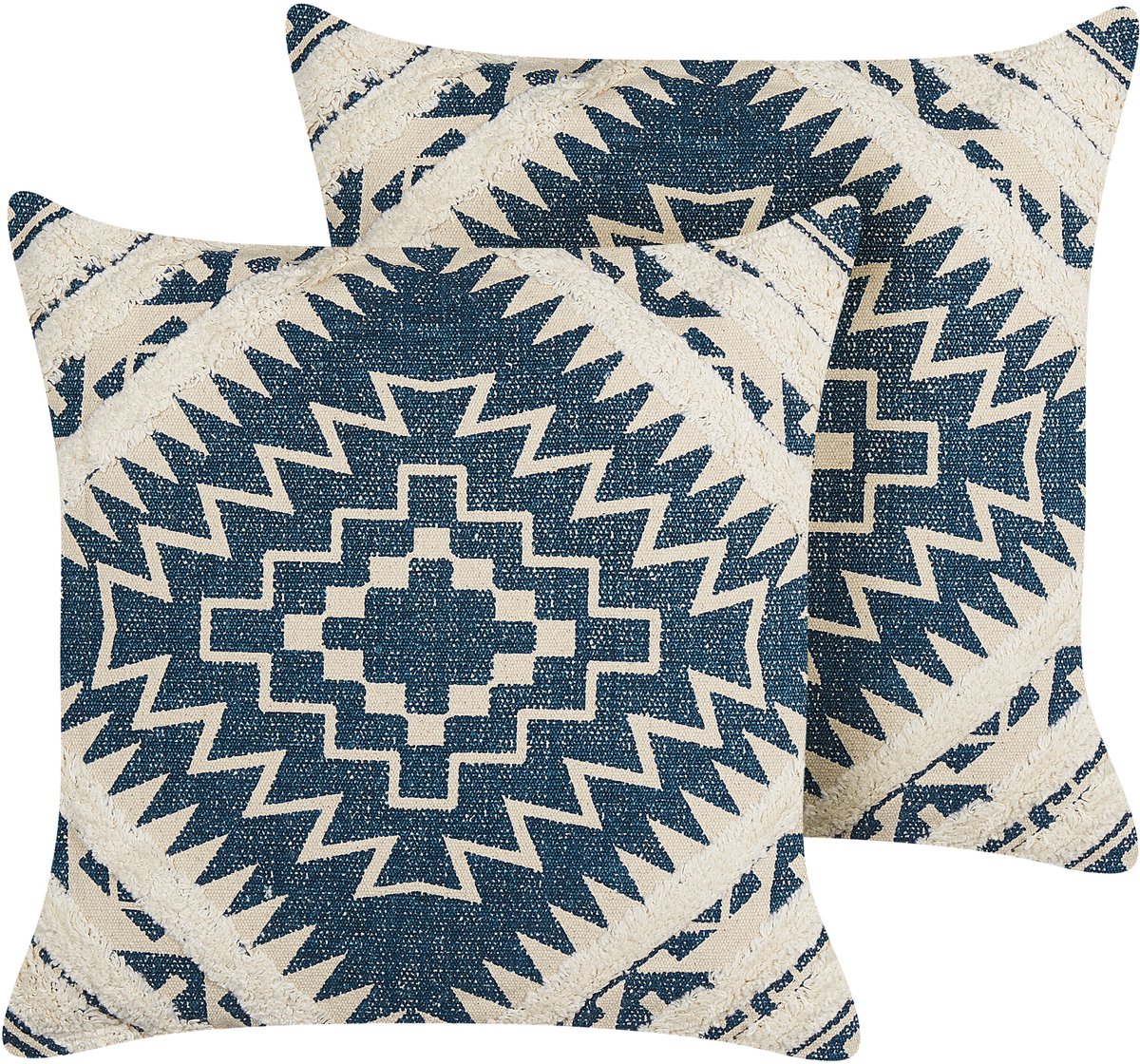 Beliani SAFI - Sierkussen set van 2 - Blauw - 50 x 50 cm - Katoen