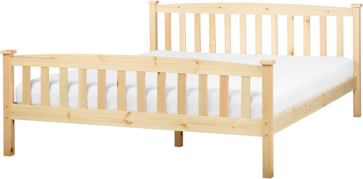 BELIANI GIVERNY - Bed - Lichtbruin - 160 x 200 cm - Dennenhout