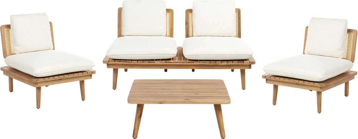 BELIANI ACCADIA - Loungeset - Lichtbeige - Acaciahout