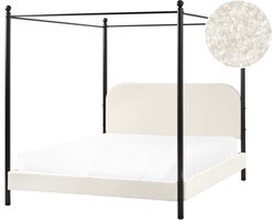 BELIANI DANNEMOIS - Tweepersoonsbed - Gebroken wit - 160x200 cm - Bouclé