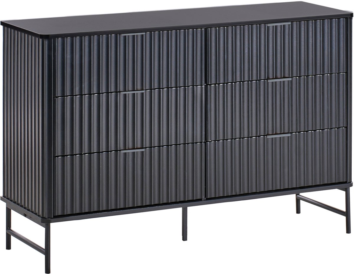 Beliani GLASTONBURY - Ladekast 6 lades - Zwart - MDF