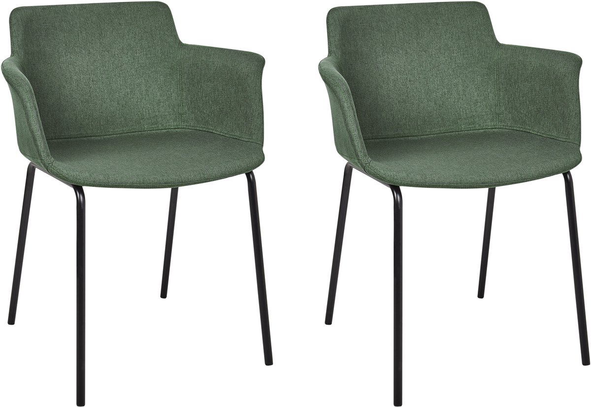 BELFIELD - Eetkamerstoel set van 2 - Groen - Polyester