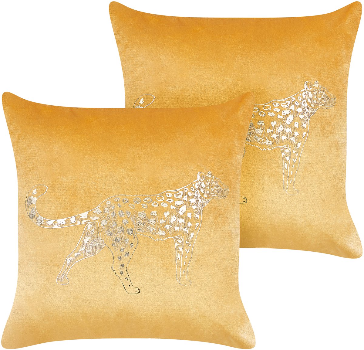 Beliani MARULA - Sierkussen set van 2 - Mosterdgeel - 45 x 45 cm - Fluweel
