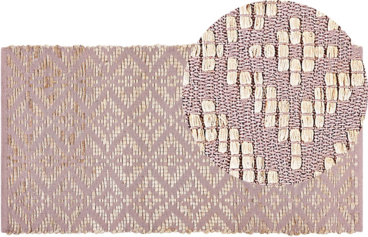 Beliani GERZE - Modern vloerkleed - Roze - 80 x 150 cm - Katoen