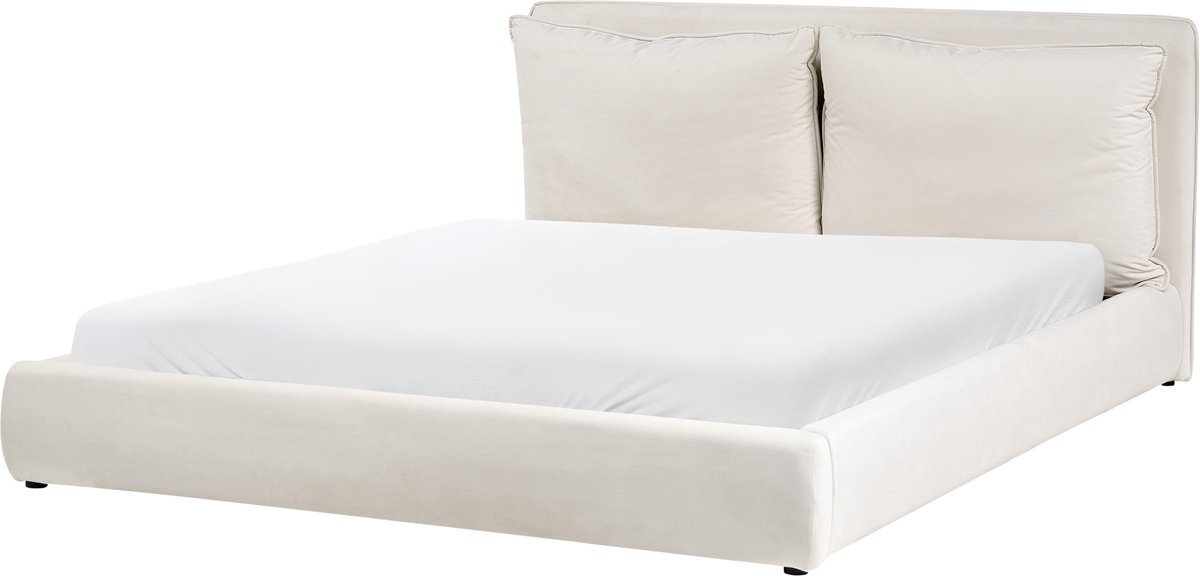 Beliani BAJONNA - Tweepersoonsbed - Lichtbeige - 180 x 200 cm - Polyester