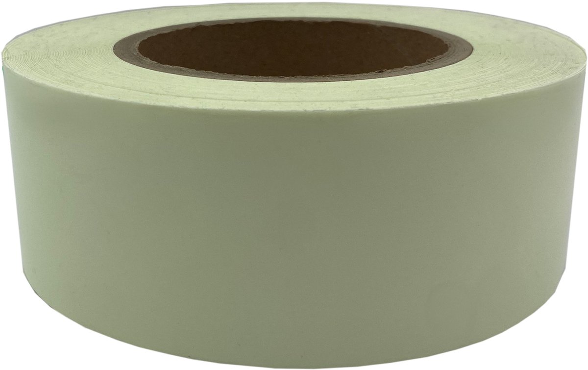 Nalichtende tape (glow in the dark) 50 mm (5 cm) x 10 meter rol (100 mcd)