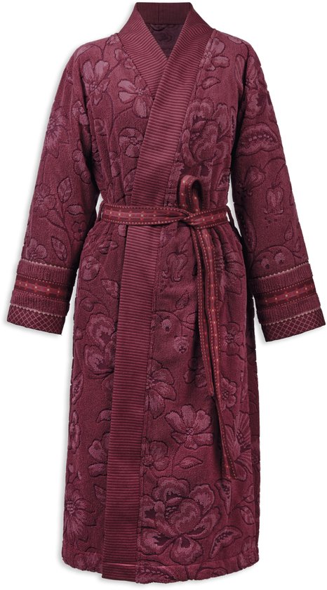 Pip Studio Jasmin Jacquard Bathrobe Badjas - Donker roze - XXL