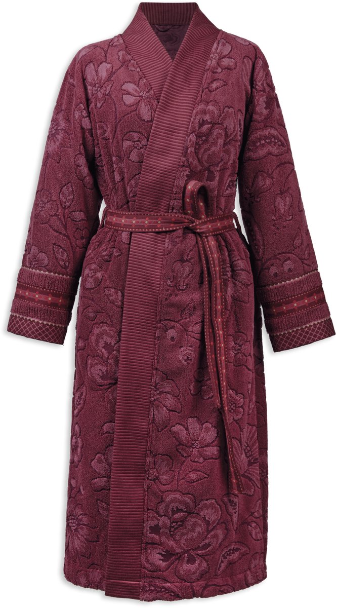 Pip Studio Jasmin Jacquard Bathrobe Badjas - Donker roze - XXL
