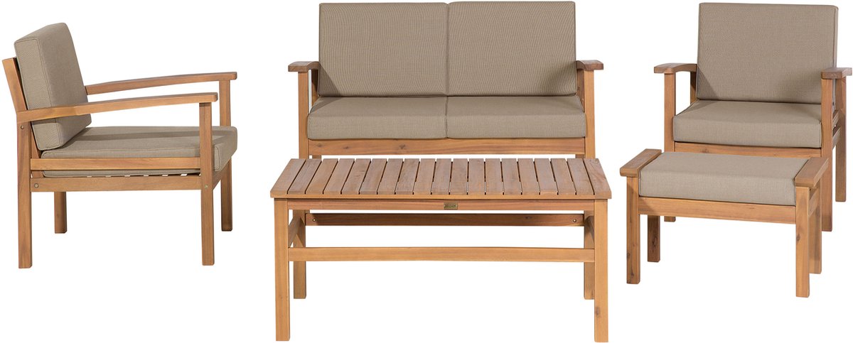 Beliani MANILA - Loungeset voor 4 - Lichte houtkleur - FSC® gecertificeerd acaciahout