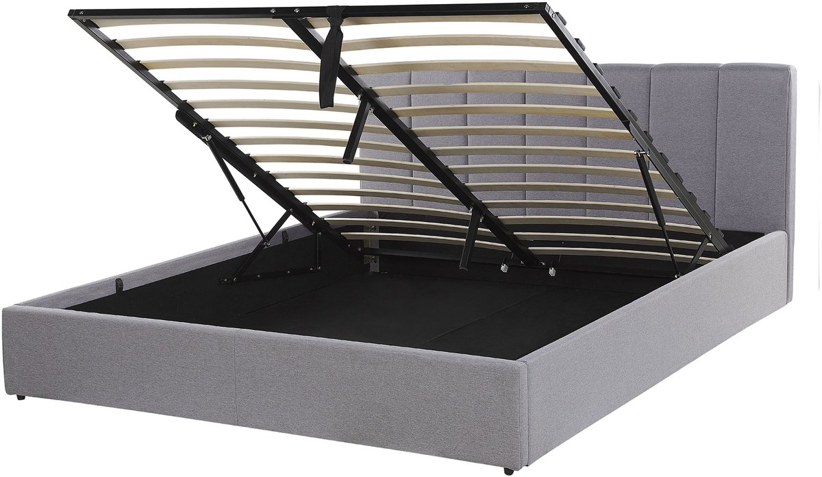 Beliani DREUX - Bed met opbergruimte - Lichtgrijs - 140 x 200 cm - Polyester