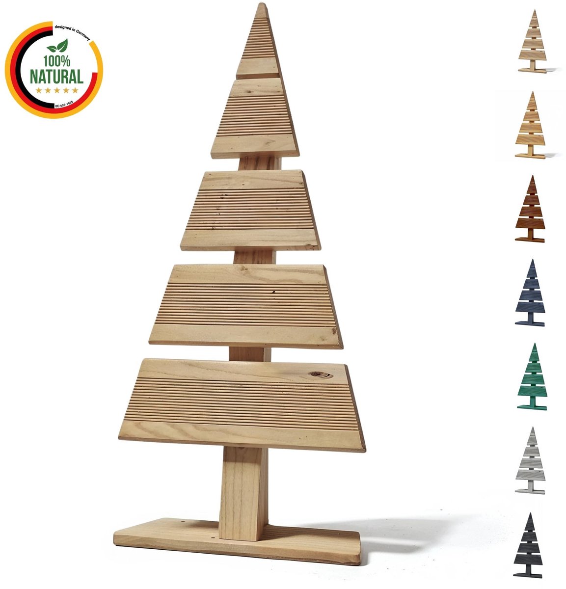 Floranica houten kerstboom natuurlijke hout den 60x27 cm kerstdecoratie houten boom van larikshout handgemaakt klein onbehandeld