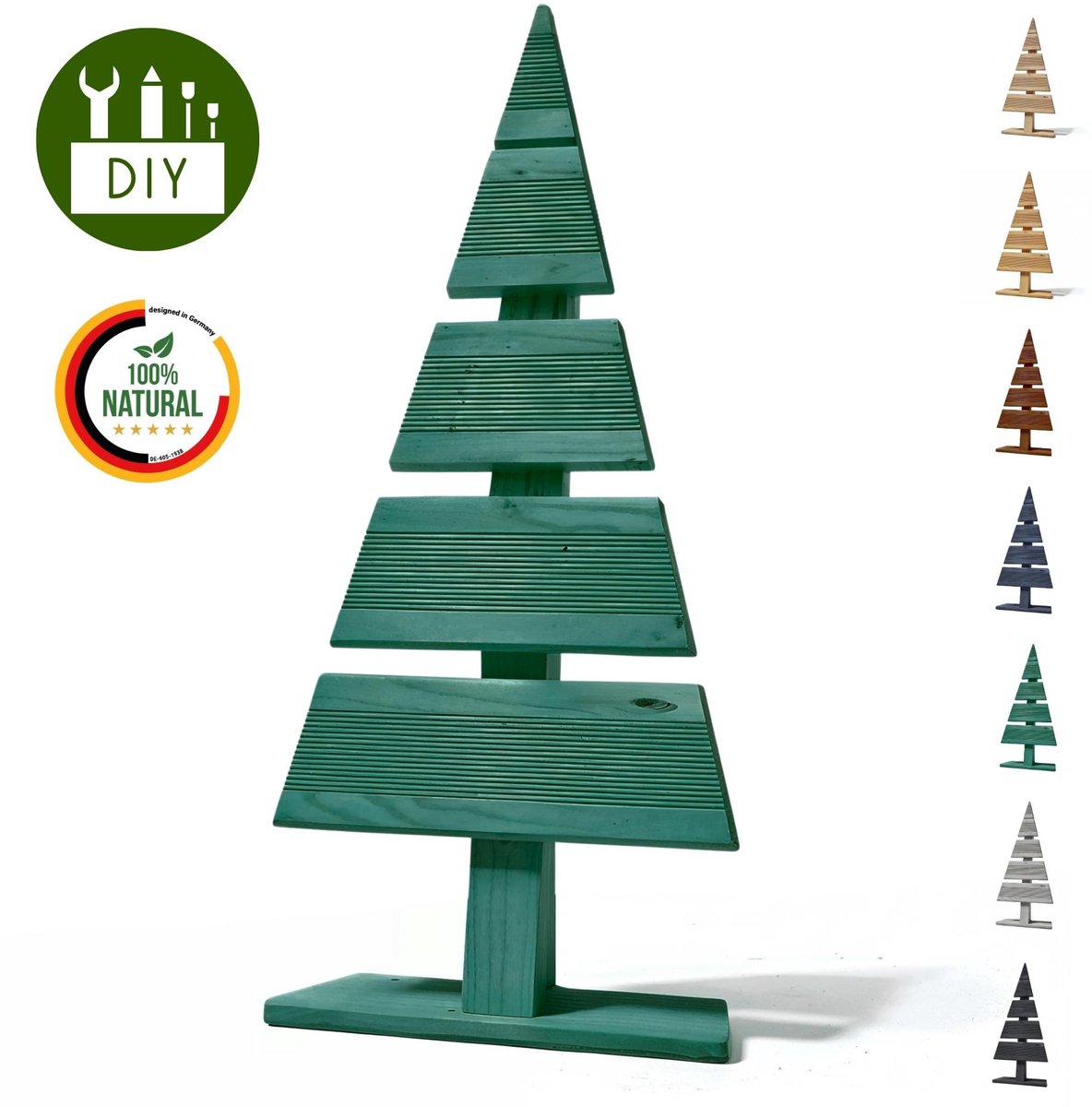 Floranica houten kerstboom DIY den 60x27 cm kerstdecoratie houten boom van larikshout om zelf te maken knutselen klein groen